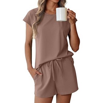 Ekouaer Cotton Pajamas for Women Set 2 pc Cap Sleeve Pjs Shorts Set Lounge Sets Sleepwear