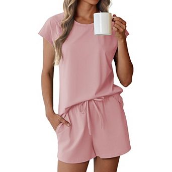 Ekouaer Cotton Pajamas for Women Set 2 pc Cap Sleeve Pjs Shorts Set Lounge Sets Sleepwear