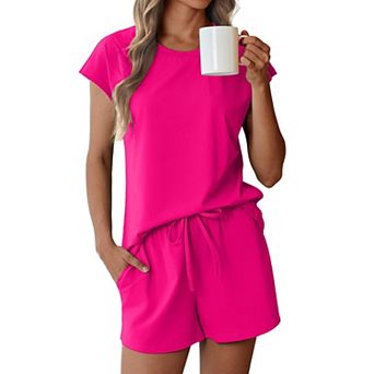 Ekouaer Cotton Pajamas for Women Set 2 pc Cap Sleeve Pjs Shorts Set Lounge Sets Sleepwear