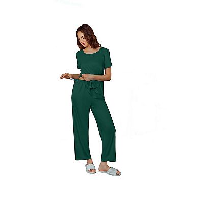 Ekouaer Three Piece Maternity Nursing Pajamas Set Postpartum Breastfeeding Short Sleeve Shirts