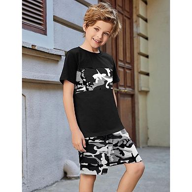 Arshiner Boys Block Set Tshirt And Shorts Kids Summer Outfit