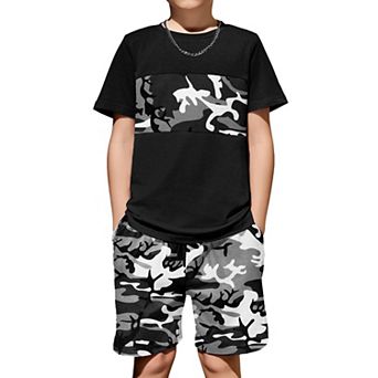 Arshiner Boys Block Set Tshirt And Shorts Kids Summer Outfit
