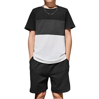 Arshiner Boys Block Set Tshirt And Shorts Kids Summer Outfit
