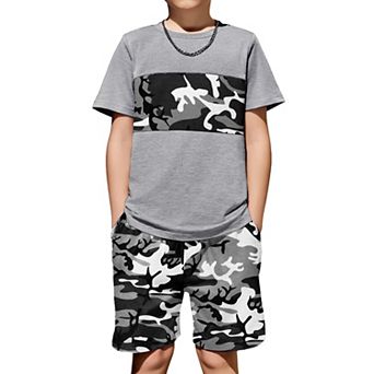 Arshiner Boys Block Set Tshirt And Shorts Kids Summer Outfit