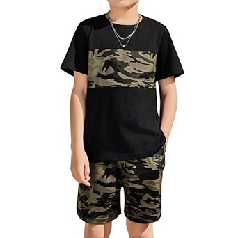 Arshiner Boys Block Set Tshirt And Shorts Kids Summer Outfit