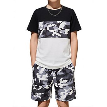 Arshiner Boys Block Set Tshirt And Shorts Kids Summer Outfit