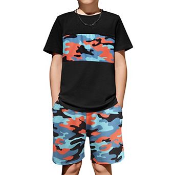 Arshiner Boys Block Set Tshirt And Shorts Kids Summer Outfit