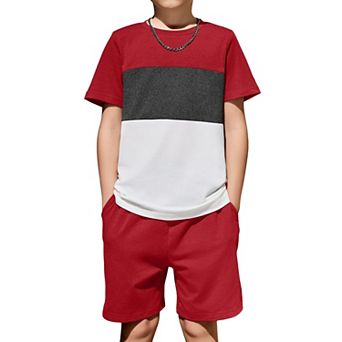 Arshiner Boys Block Set Tshirt And Shorts Kids Summer Outfit