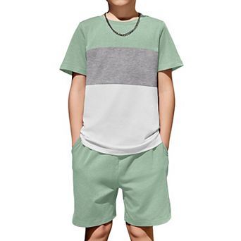 Arshiner Boys Block Set Tshirt And Shorts Kids Summer Outfit