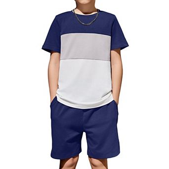 Arshiner Boys Block Set Tshirt And Shorts Kids Summer Outfit