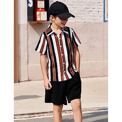 Arshiner Boys Hawaiian Shorts Sets Button Down Shirt And Shorts Summer Beach Clothes
