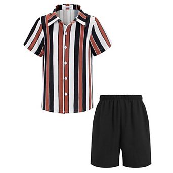 Arshiner Boys Hawaiian Shorts Sets Button Down Shirt And Shorts Summer Beach Clothes
