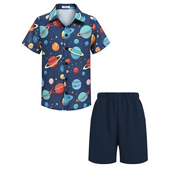 Arshiner Boys Hawaiian Shorts Sets Button Down Shirt And Shorts Summer Beach Clothes