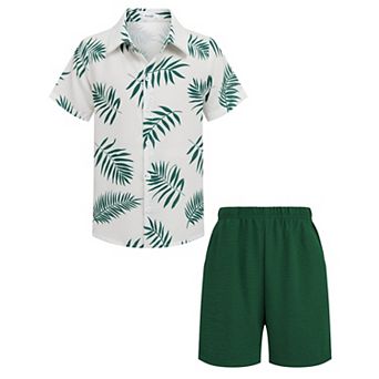 Arshiner Boys Hawaiian Shorts Sets Button Down Shirt And Shorts Summer Beach Clothes