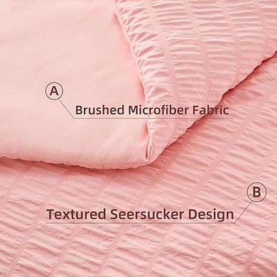7-Piece Full Comforter Set Seersucker Soft All-Season Bedding Sheets Pillow Shams