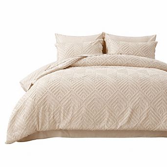 7 pc Full Comforter Set Tufted Boho All-Season Bedding Sheets Pillow Shams