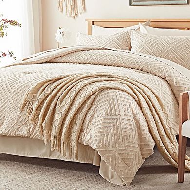 7-Piece Full Comforter Set Tufted Boho All-Season Bedding Sheets Pillow Shams