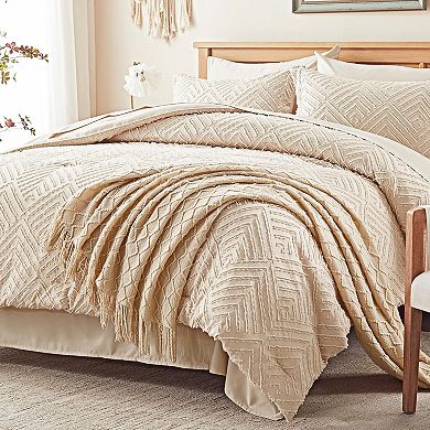 7-Piece Full Comforter Set Tufted Boho All-Season Bedding Sheets Pillow Shams
