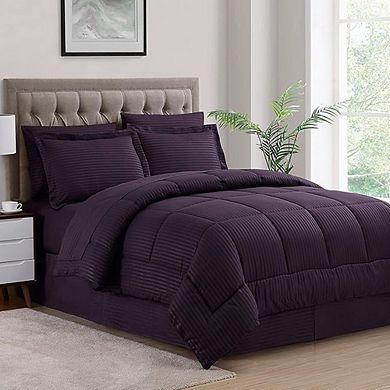 8-Piece Bed in a Bag Set with Bed Skirt Microfiber Sheets Pillow Shams Bedding