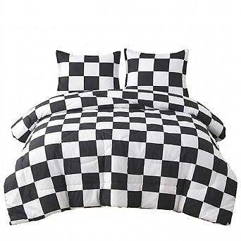Checkered Twin Comforter Set Plaid Gingham Lightweight Polyester Bedding 2 pc