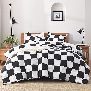 Checkered Twin Comforter Set Plaid Gingham Lightweight Polyester Bedding 2-Piece
