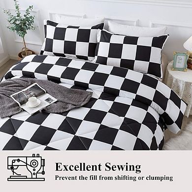 Checkered Twin Comforter Set Plaid Gingham Lightweight Polyester Bedding 2-Piece