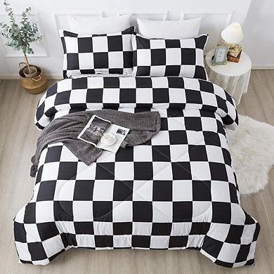 Checkered Twin Comforter Set Plaid Gingham Lightweight Polyester Bedding 2-Piece
