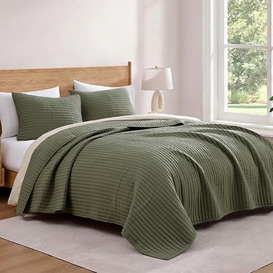 Queen Quilt Set Lightweight Soft All-Season Coverlet Bedding 3-Piece