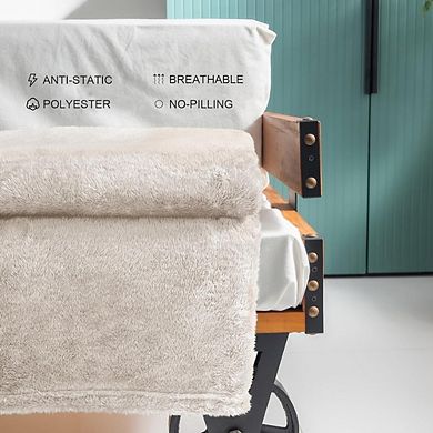 Fuzzy Fleece Throw Blanket, Super Soft Fluffy Warm All-Season Blanket