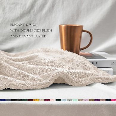 Fuzzy Fleece Throw Blanket, Super Soft Fluffy Warm All-Season Blanket