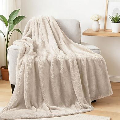 Fuzzy Fleece Throw Blanket, Super Soft Fluffy Warm All-Season Blanket
