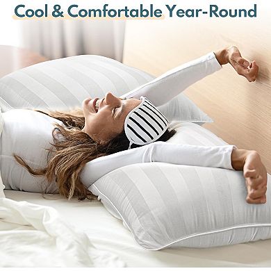 Queen Size Bed Pillows Set of 2 - Premium Down Alternative Breathable Pillows for Side