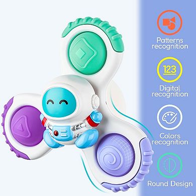 3PCS Suction Cup Fidget Rotating Sensory Toys for Airplane Car Travel Table Window