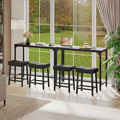 Narrow Bar Table, 42.5 Inch Metal Industrial Kitchen Table for Small Space Dining