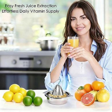 Stainless Steel Hand Juicer Reamer Rotation Press with Strainer & 10oz Bowl