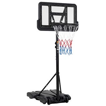 5-7FT Height Adjustable Basketball Hoop, Portable Sports Game Set with Wheels for Indoor Outdoor