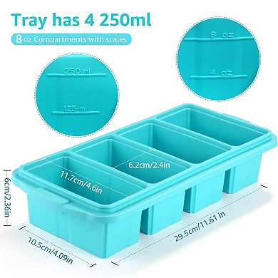 2 Pack Silicone Freezer Tray Ice Cube Molds With Lid