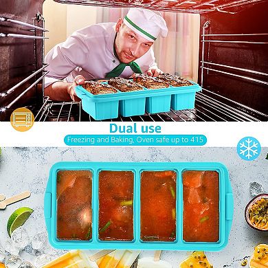 2 Pack Silicone Freezer Tray Ice Cube Molds With Lid