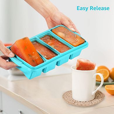 2 Pack Silicone Freezer Tray Ice Cube Molds With Lid