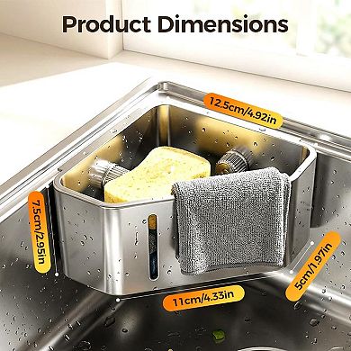 Sponge Holder for Kitchen Sink, Sink Caddy Organizer with Suction Cups, Kitchen Storage Rack