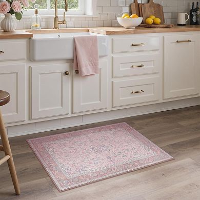 Vintage Floral Washable Non-Slip Low Pile Area Rug