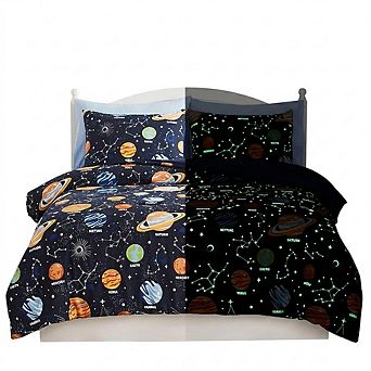 Glow in The Dark Space Comforter Set, 5 pc Bedding Set