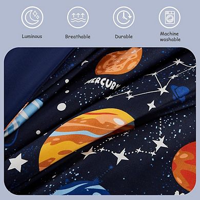 Glow in The Dark Space Comforter Set, 5-Piece Bedding Set