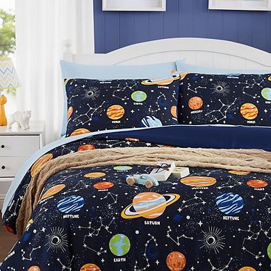 Glow in The Dark Space Comforter Set, 5-Piece Bedding Set