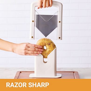 Original Universal Bagel Guillotine Slicer, White 9.25 in
