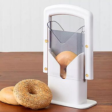 Original Universal Bagel Guillotine Slicer, White 9.25 in