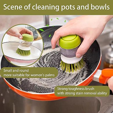 Soap Dispenser Palm Dish Brush with Storage Holder