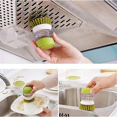 Soap Dispenser Palm Dish Brush with Storage Holder