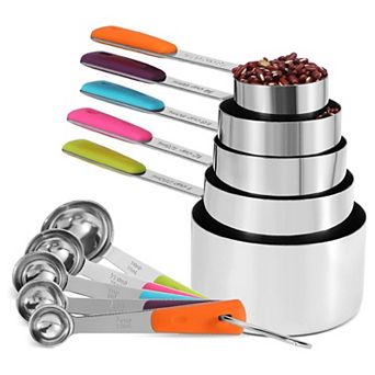 Stainless Steel Measuring Cups and Spoons Set of 10
