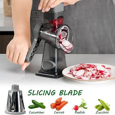 Rotary Cheese Grater Kitchen Shredder with 3 Blades